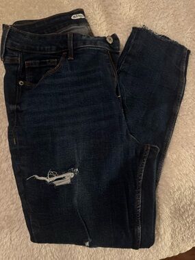 Old Navy Women's Dark Blue Skinny Jeans with Knee Distress